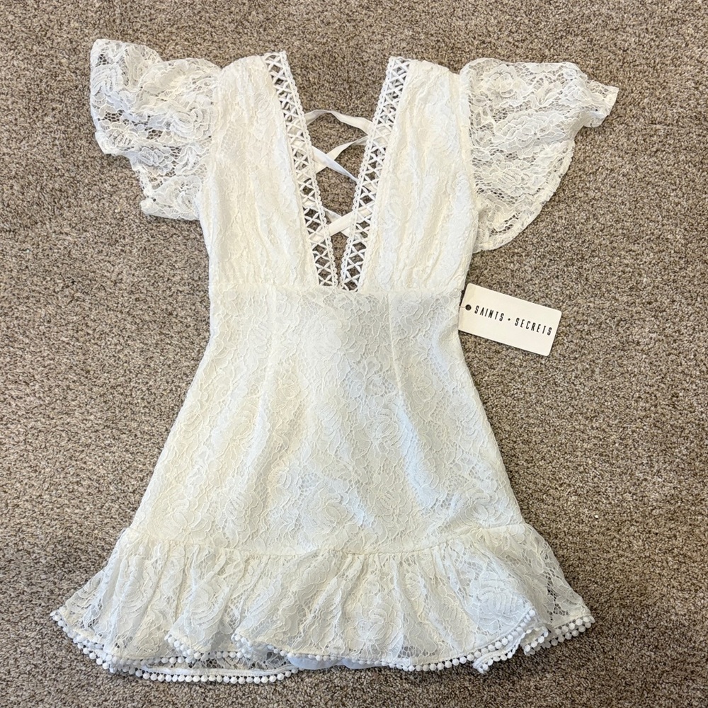 White Lace Mini Dress by Saints + Secrets